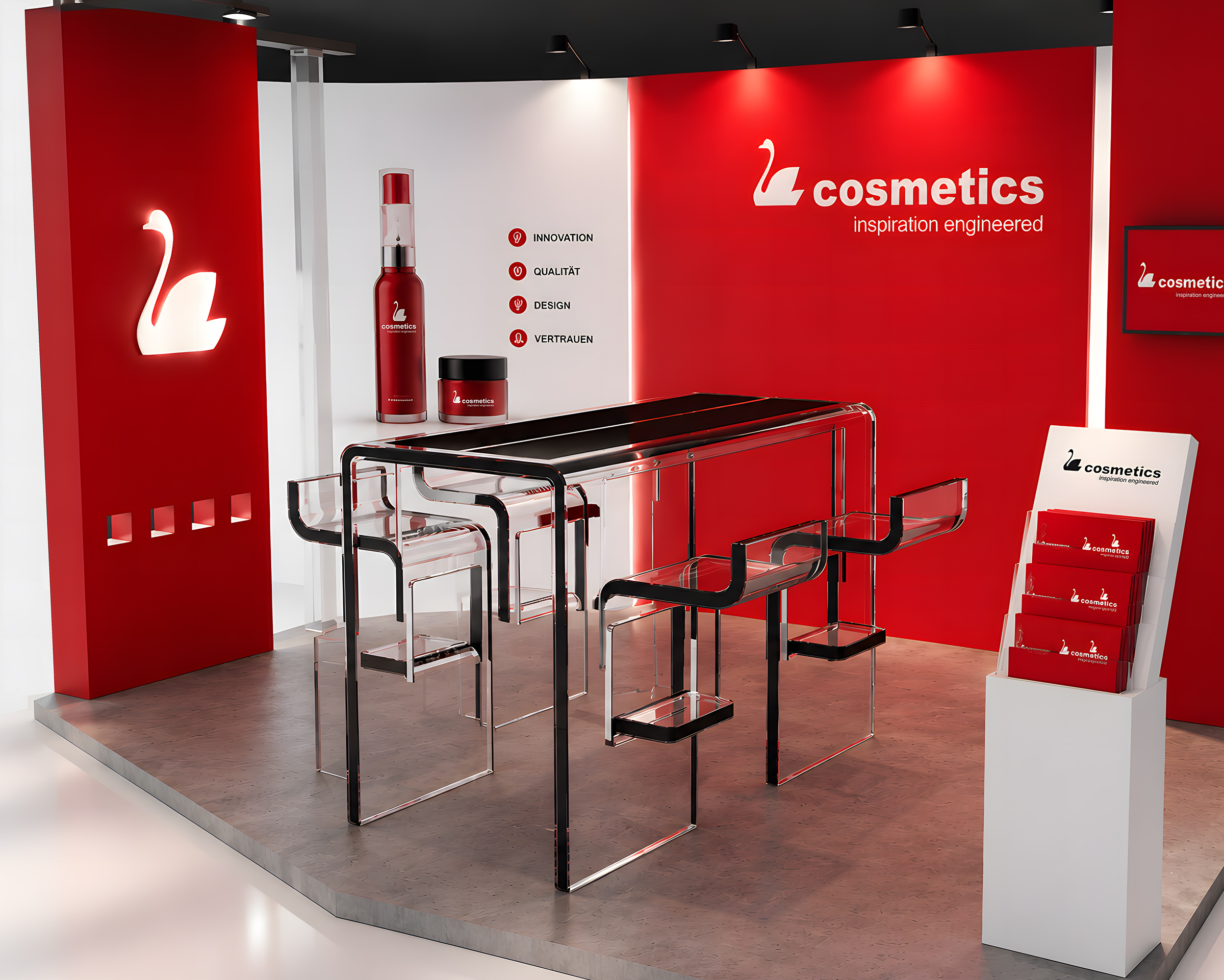 Schwan Cosmetics – modularer Messetisch für Produktpräsentationen
